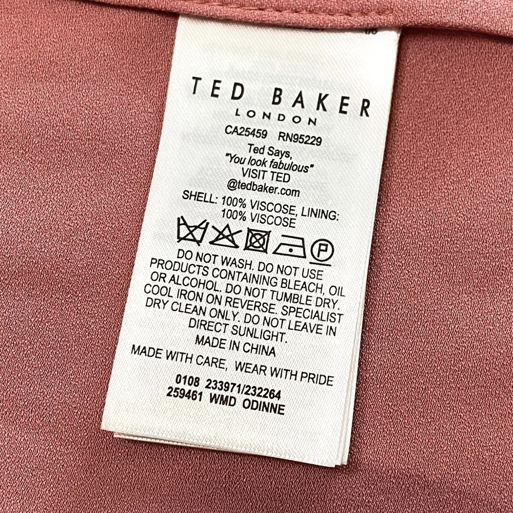 Ted Baker Odinne panel-detail woven asymmetric-hem slip dress Sz 1 - Picture 11 of 12